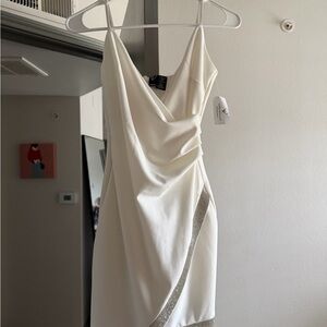 Windsor White Mini Dress with Silver Details